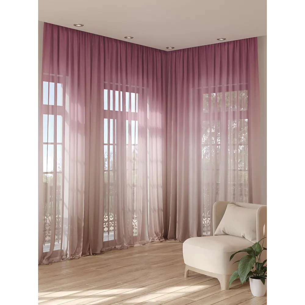 Фото 3 Тюль на шторной ленте At Home Фертирес 150x280 см цвет бежевый