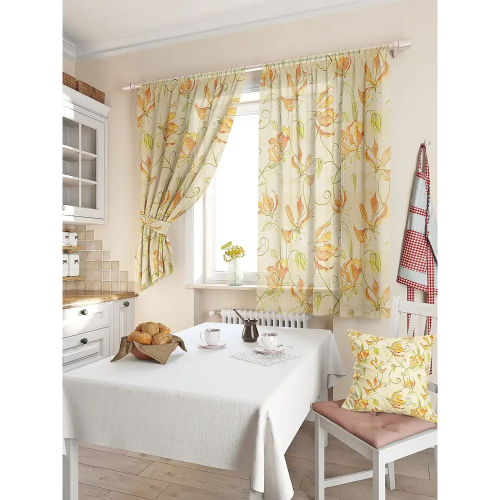 Фото 2 Тюль для кухни на шторной ленте At Home Гарда 150x180 см цвет бежевый Фото 2 Тюль для кухни на шторной ленте At Home Гарда 150x180 см цвет бежевый