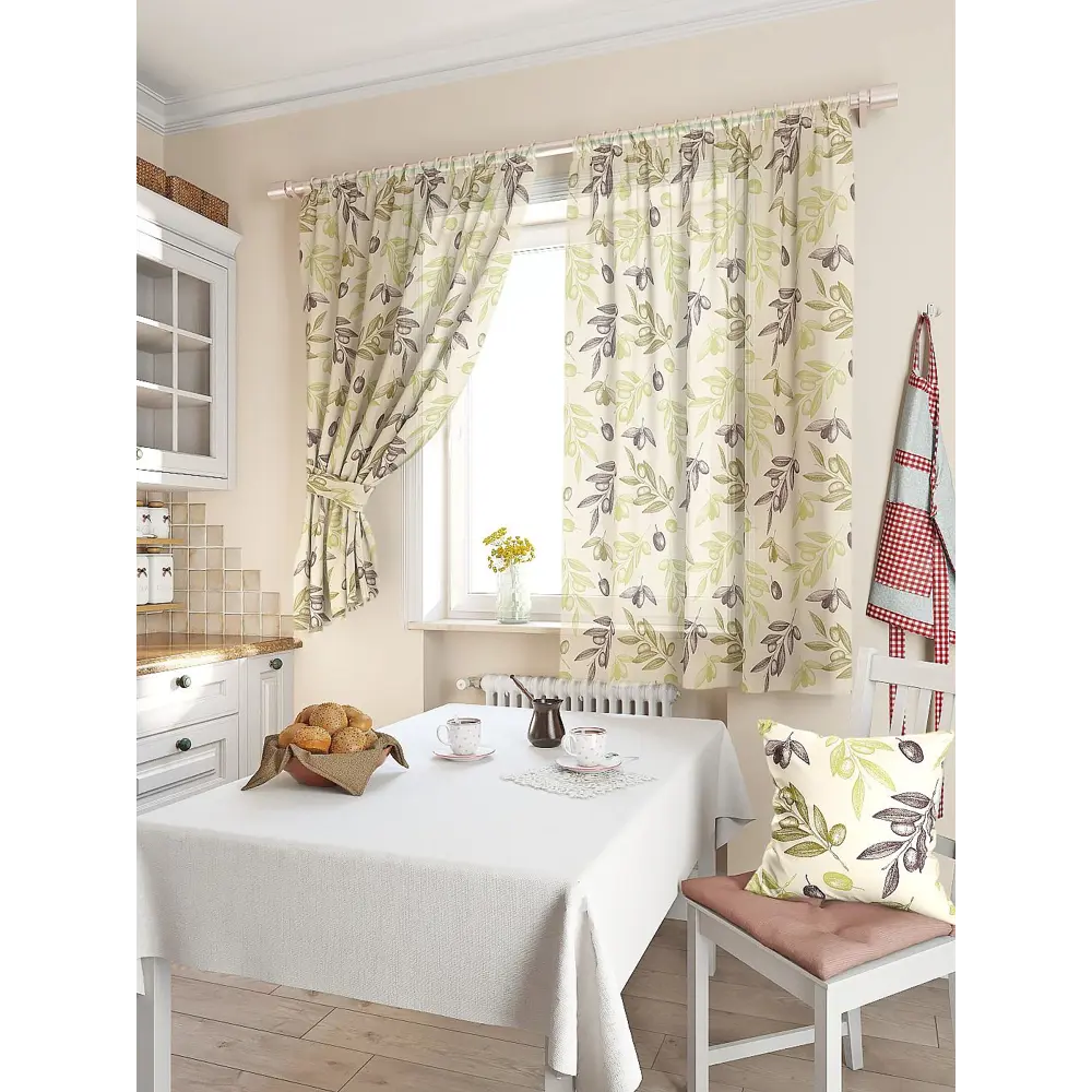 Фото 2 Тюль для кухни на шторной ленте At Home Тонас 150x180 см цвет бежевый Фото 2 Тюль для кухни на шторной ленте At Home Тонас 150x180 см цвет бежевый