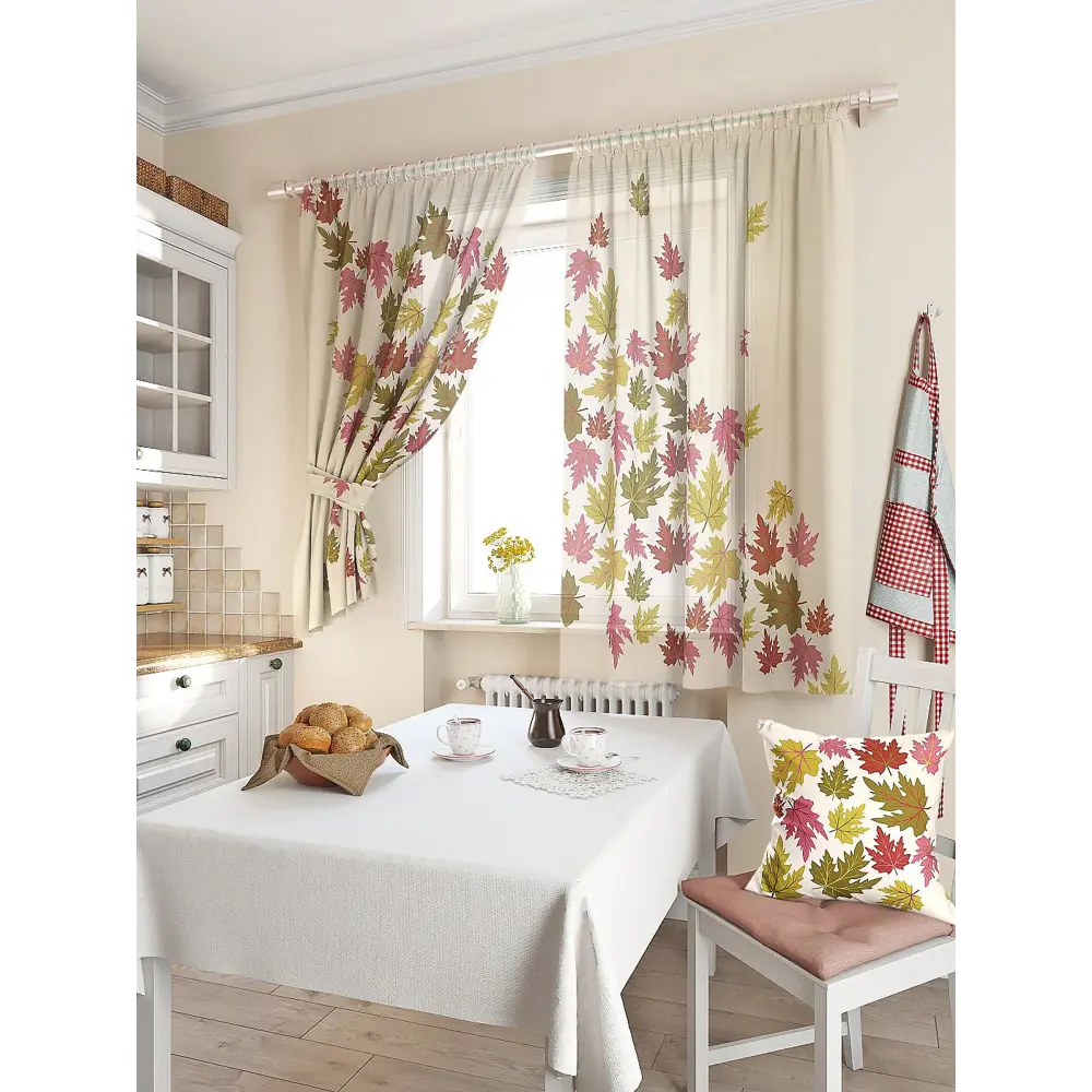 Фото 2 Тюль для кухни на шторной ленте At Home Фолха 150x180 см цвет бежевый Фото 2 Тюль для кухни на шторной ленте At Home Фолха 150x180 см цвет бежевый