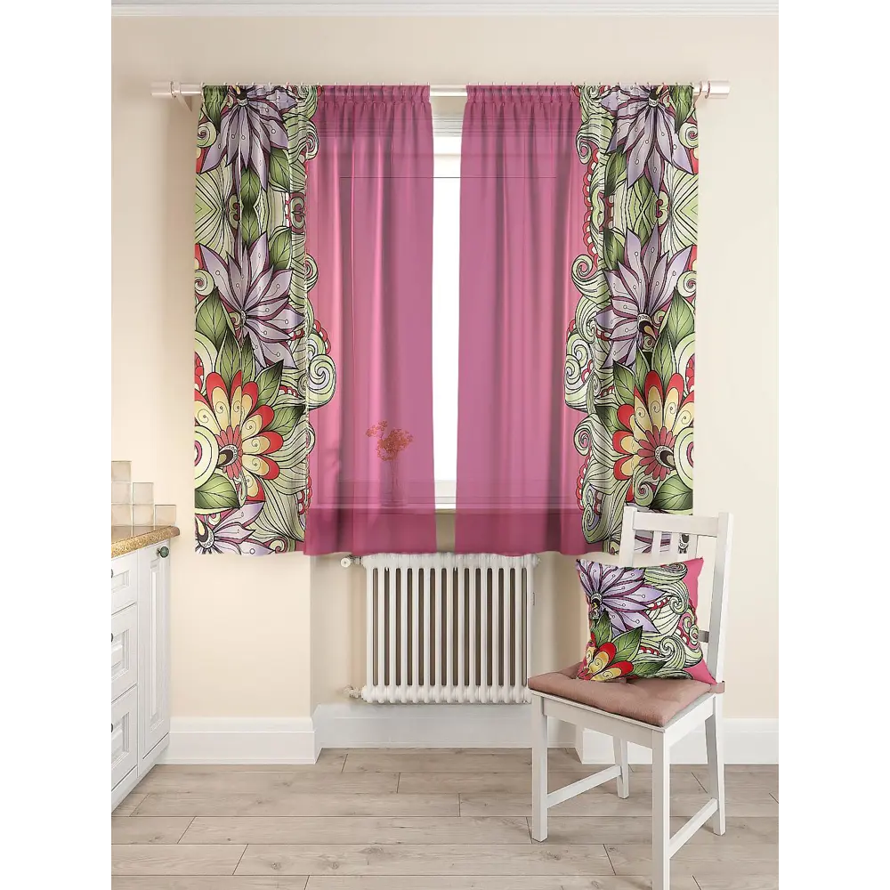 Фото 3 Тюль для кухни на шторной ленте At Home Балес 150x180 см цвет фиолет Фото 3 Тюль для кухни на шторной ленте At Home Балес 150x180 см цвет фиолет