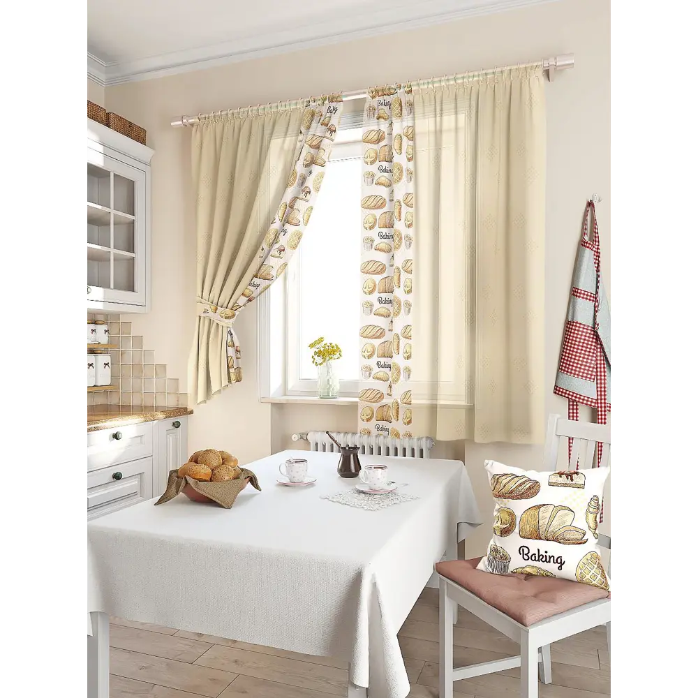 Фото 2 Тюль для кухни на шторной ленте At Home Рао 150x180 см цвет бежевый Фото 2 Тюль для кухни на шторной ленте At Home Рао 150x180 см цвет бежевый