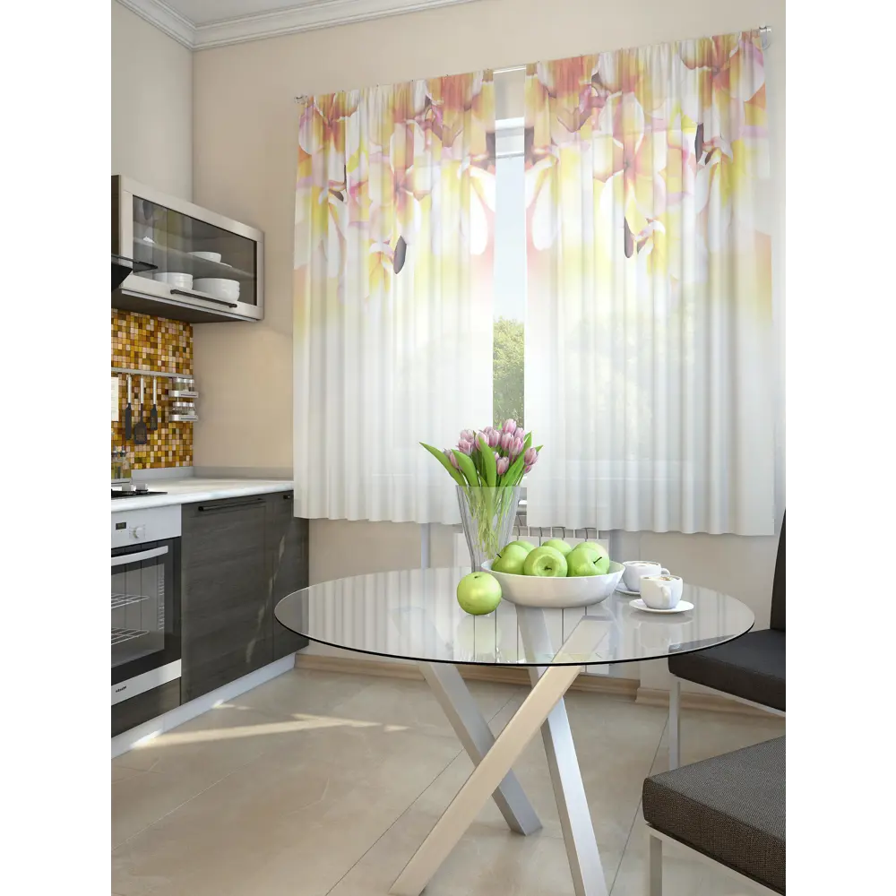Фото 3 Тюль для кухни на шторной ленте At Home Фонтен 150x180 см цвет бежевый Фото 3 Тюль для кухни на шторной ленте At Home Фонтен 150x180 см цвет бежевый