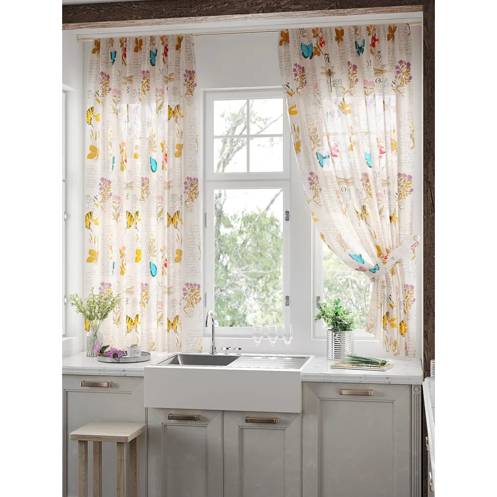 Фото 3 Тюль для кухни на шторной ленте At Home Фенкрес 150x180 см цвет бежевый Фото 3 Тюль для кухни на шторной ленте At Home Фенкрес 150x180 см цвет бежевый