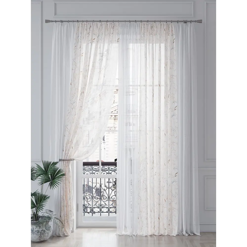 Фото 4 Тюль на шторной ленте At Home Норкверс 150x260 см цвет бежевый Фото 4 Тюль на шторной ленте At Home Норкверс 150x260 см цвет бежевый