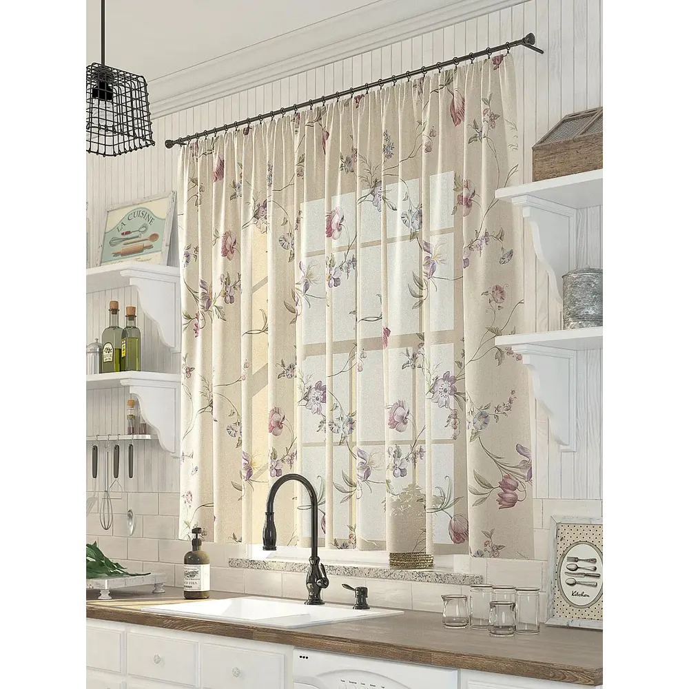 Фото Тюль для кухни на шторной ленте At Home Тарли 300x150 см цвет бежевый Фото Тюль для кухни на шторной ленте At Home Тарли 300x150 см цвет бежевый