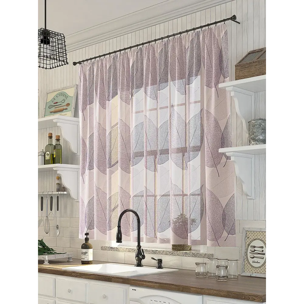 Фото Тюль для кухни на шторной ленте At Home Лагрос 300x150 см цвет фиолетовый Фото Тюль для кухни на шторной ленте At Home Лагрос 300x150 см цвет фиолетовый