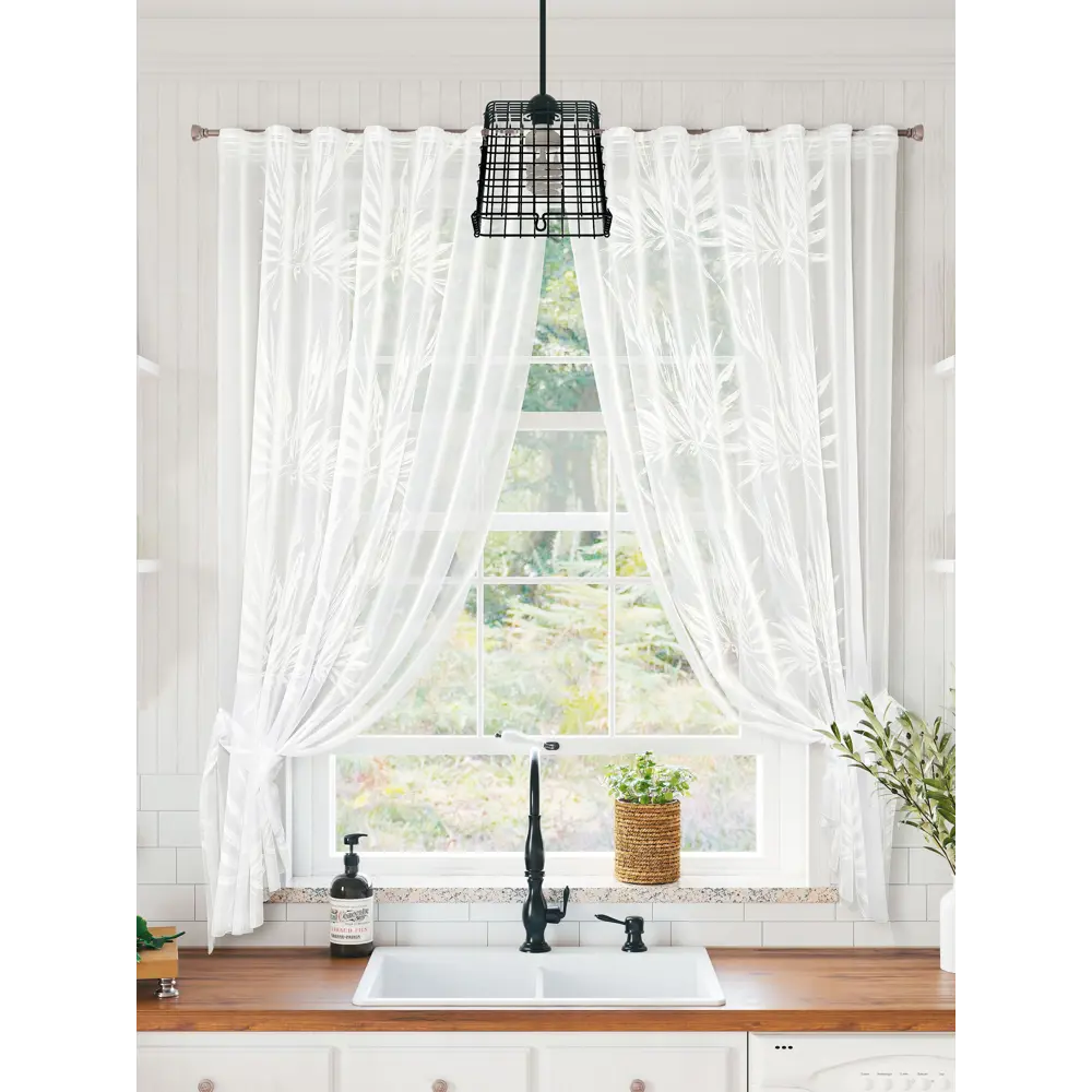 Фото 4 Тюль для кухни на шторной ленте At Home Мулита-00 145x170 см цвет белый