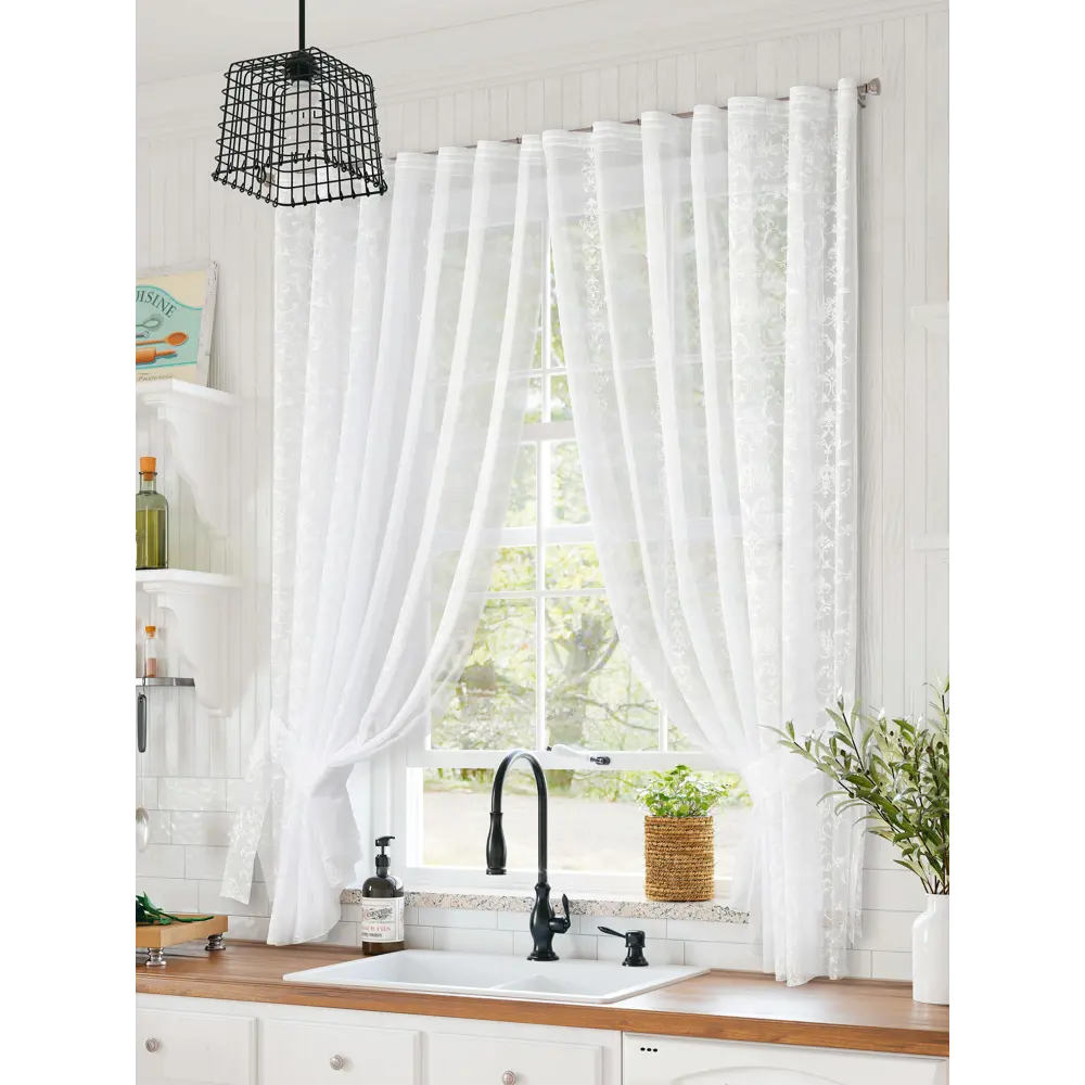 Фото 6 Тюль для кухни на шторной ленте At Home Мулита-04 145x170 см цвет белый
