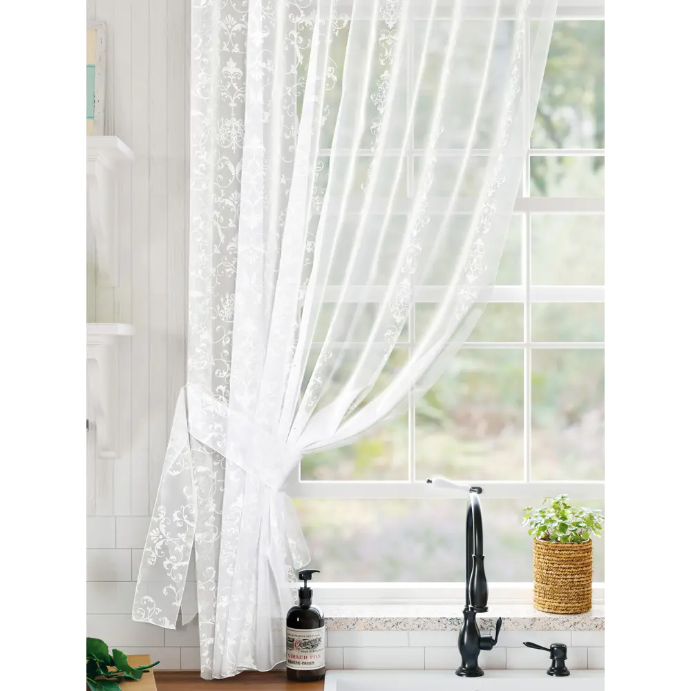 Фото 4 Тюль для кухни на шторной ленте At Home Мулита-04 145x170 см цвет белый