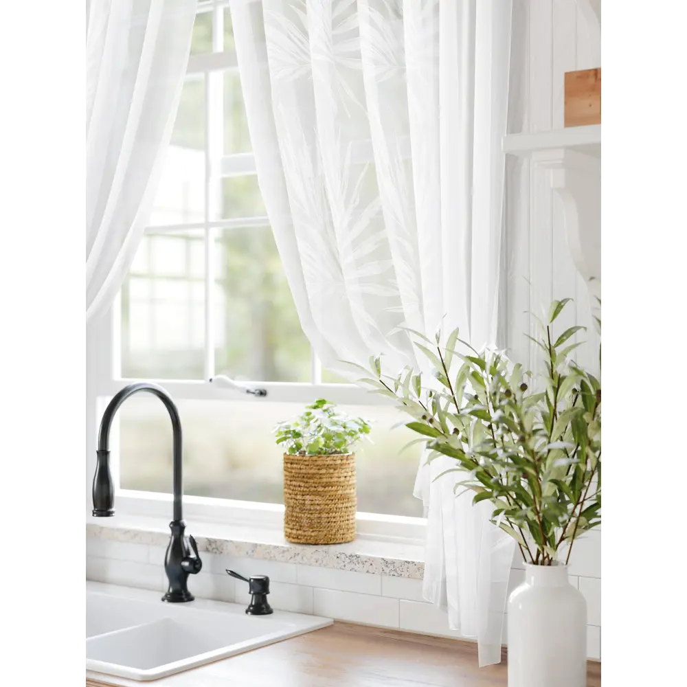 Фото 2 Тюль для кухни на шторной ленте At Home Мулита-00 145x170 см цвет белый