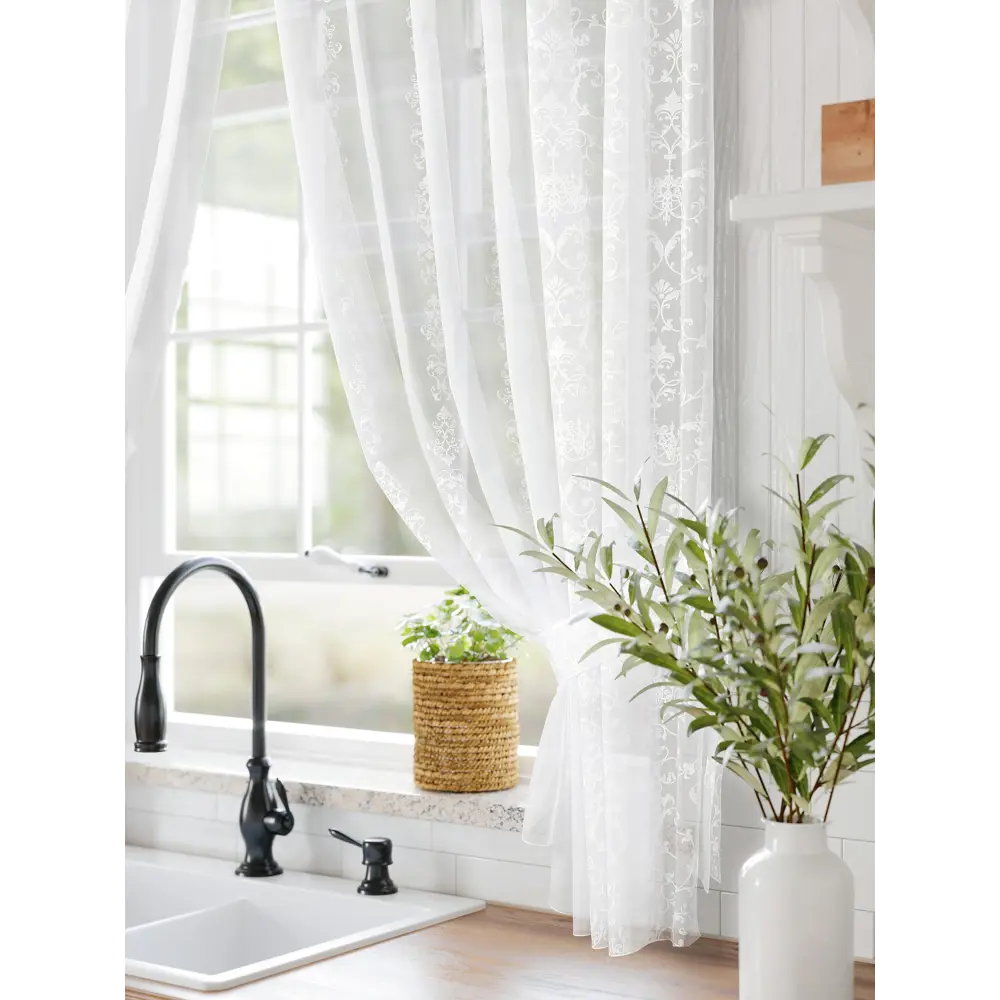 Фото 2 Тюль для кухни на шторной ленте At Home Мулита-04 145x170 см цвет белый