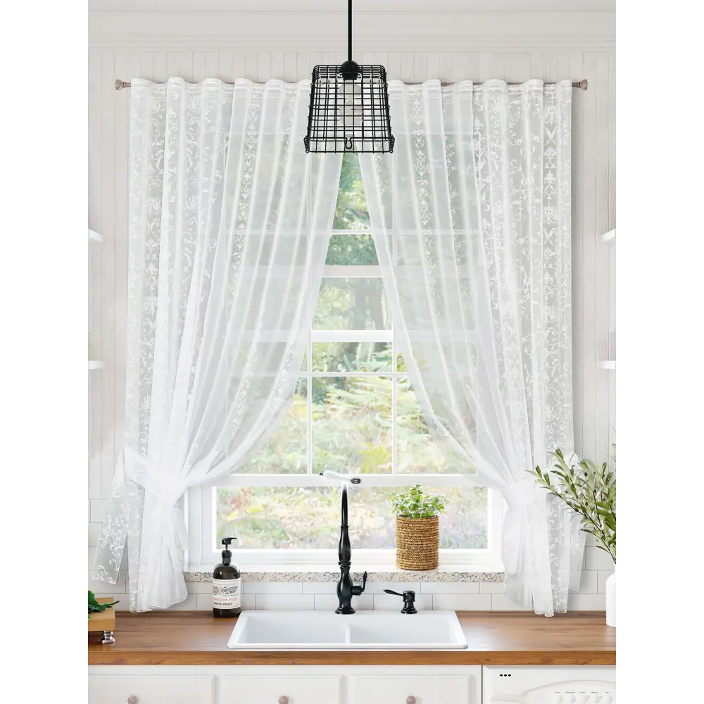 Фото 5 Тюль для кухни на шторной ленте At Home Мулита-04 145x170 см цвет белый