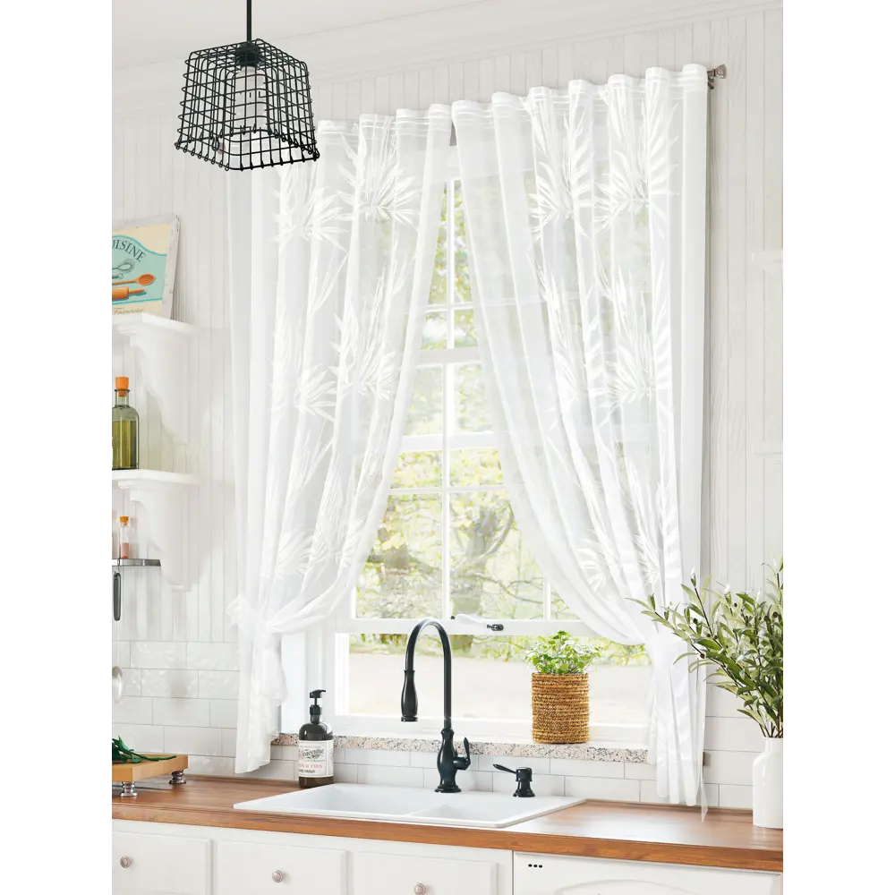 Фото 6 Тюль для кухни на шторной ленте At Home Мулита-00 145x170 см цвет белый