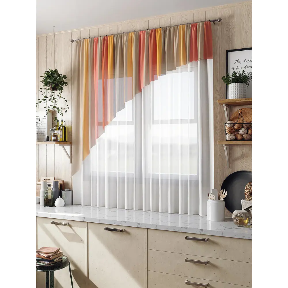 Фото Тюль для кухни на шторной ленте AT Home Статий 280x160 см цвет разноцветный Фото Тюль для кухни на шторной ленте AT Home Статий 280x160 см цвет разноцветный