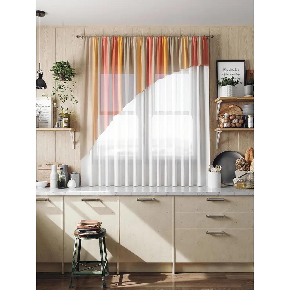 Фото 3 Тюль для кухни на шторной ленте AT Home Статий 280x160 см цвет разноцветный Фото 3 Тюль для кухни на шторной ленте AT Home Статий 280x160 см цвет разноцветный
