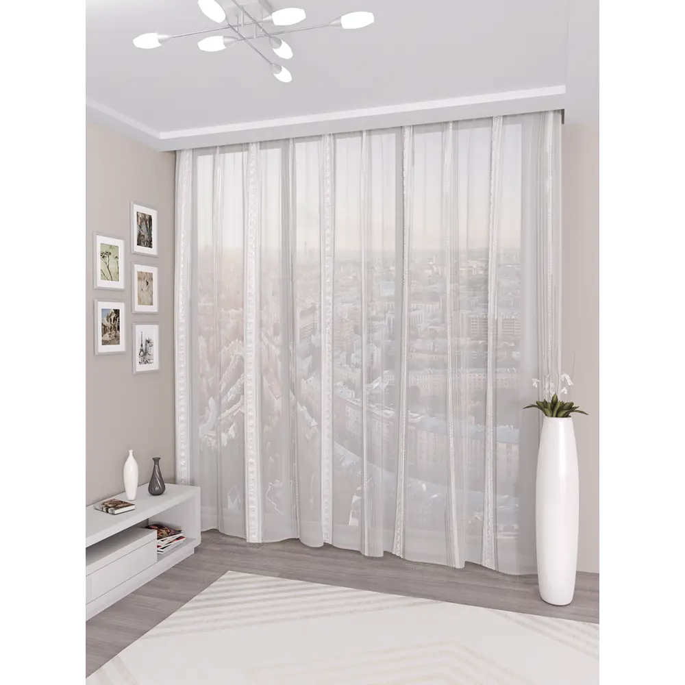 Фото Тюль микровуаль жаккард р-р 300x240 греческий узор, цвет белый на шторной ленте Фото Тюль микровуаль жаккард р-р 300x240 греческий узор, цвет белый на шторной ленте