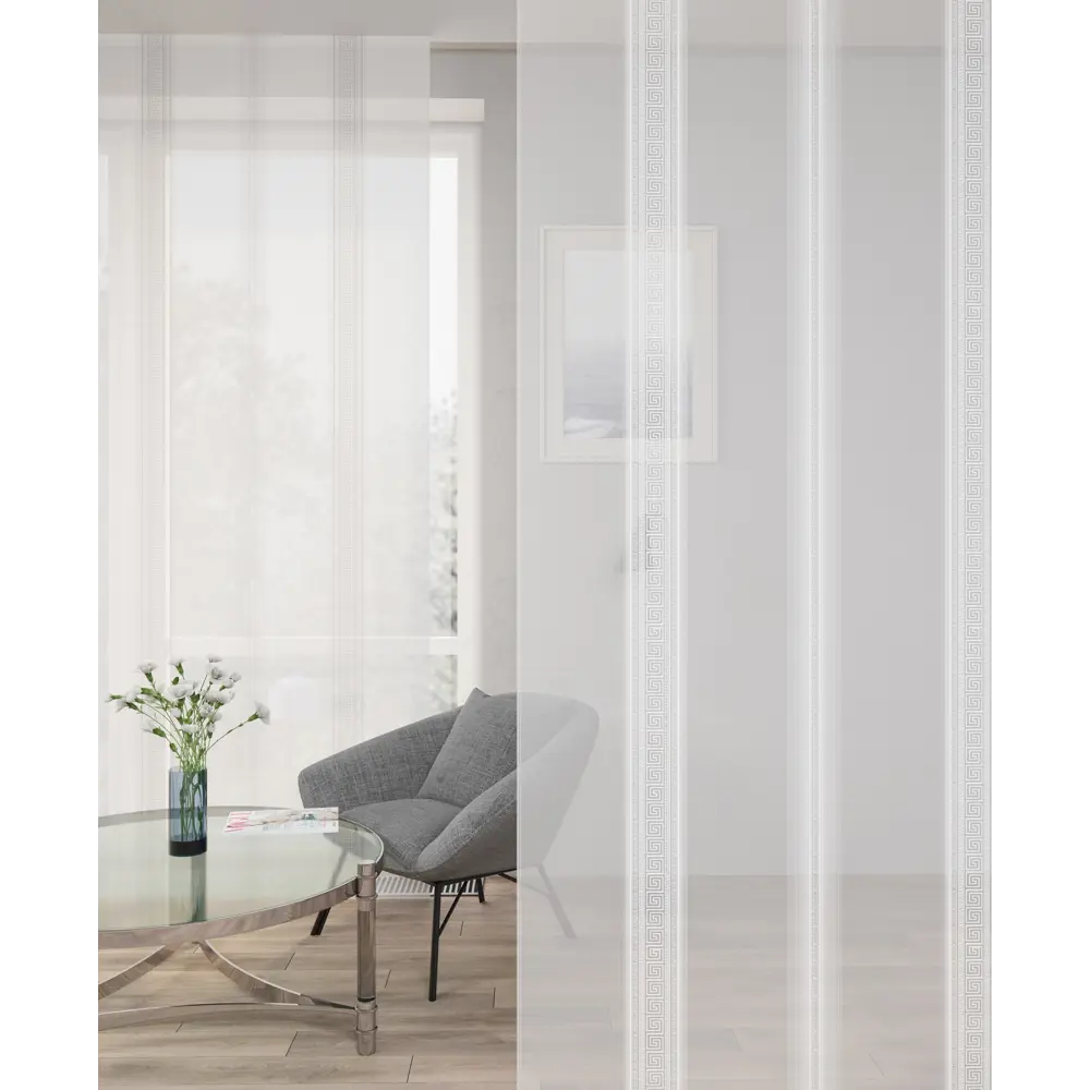 Фото Тюль микровуаль жаккард р-р 400x240 греческий узор, цвет белый на шторной ленте Фото Тюль микровуаль жаккард р-р 400x240 греческий узор, цвет белый на шторной ленте