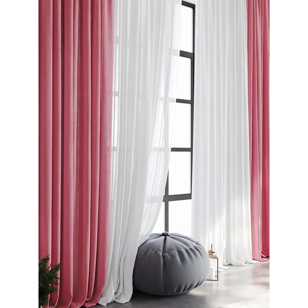 Фото 4 Тюль на шторной ленте At Home Дамос 600x290 см цвет брусника Фото 4 Тюль на шторной ленте At Home Дамос 600x290 см цвет брусника