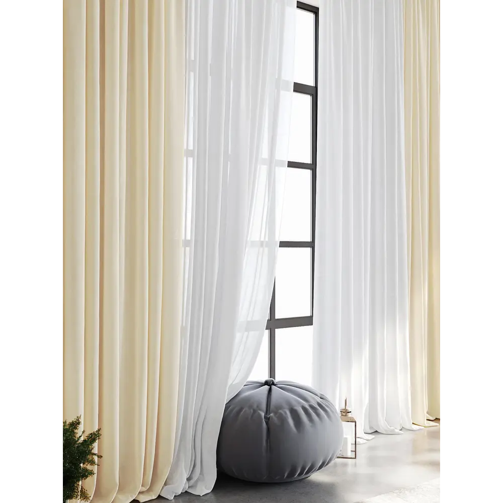 Фото 4 Тюль на шторной ленте At Home Дамос 600x290 см цвет экрю