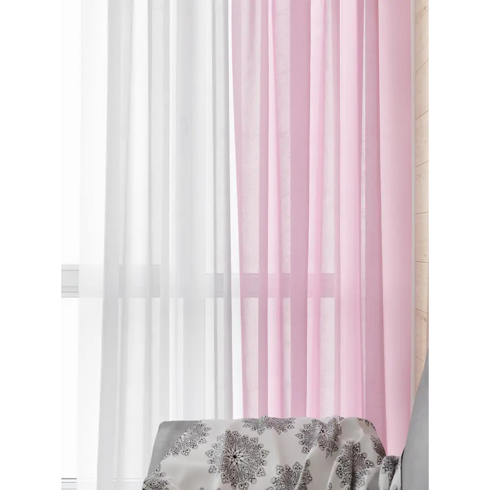 Фото 4 Тюль на шторной ленте At Home Тонгри 300x290 см цвет розовый Фото 4 Тюль на шторной ленте At Home Тонгри 300x290 см цвет розовый