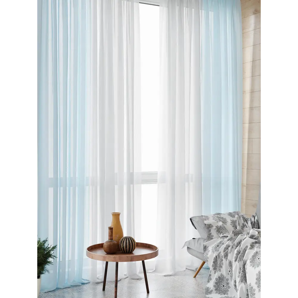 Фото 2 Тюль на шторной ленте At Home Тонгри 300x250 см цвет голубой Фото 2 Тюль на шторной ленте At Home Тонгри 300x250 см цвет голубой