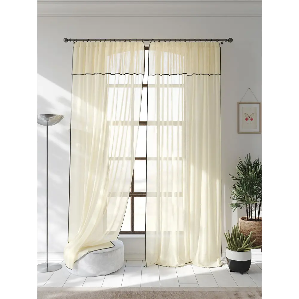 Фото 4 Тюль на шторной ленте At Home Ланбика 200x250 см цвет экрю