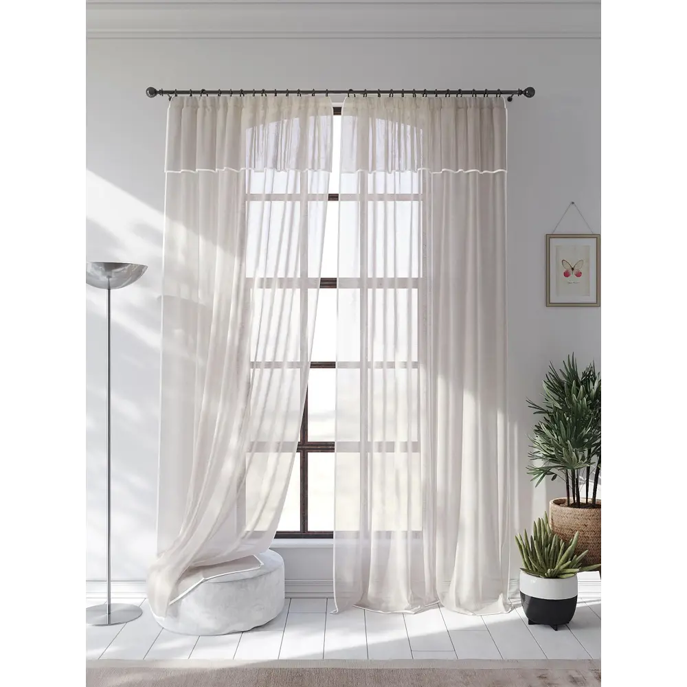 Фото 4 Тюль на шторной ленте At Home Малоур 200x250 см цвет серый Фото 4 Тюль на шторной ленте At Home Малоур 200x250 см цвет серый