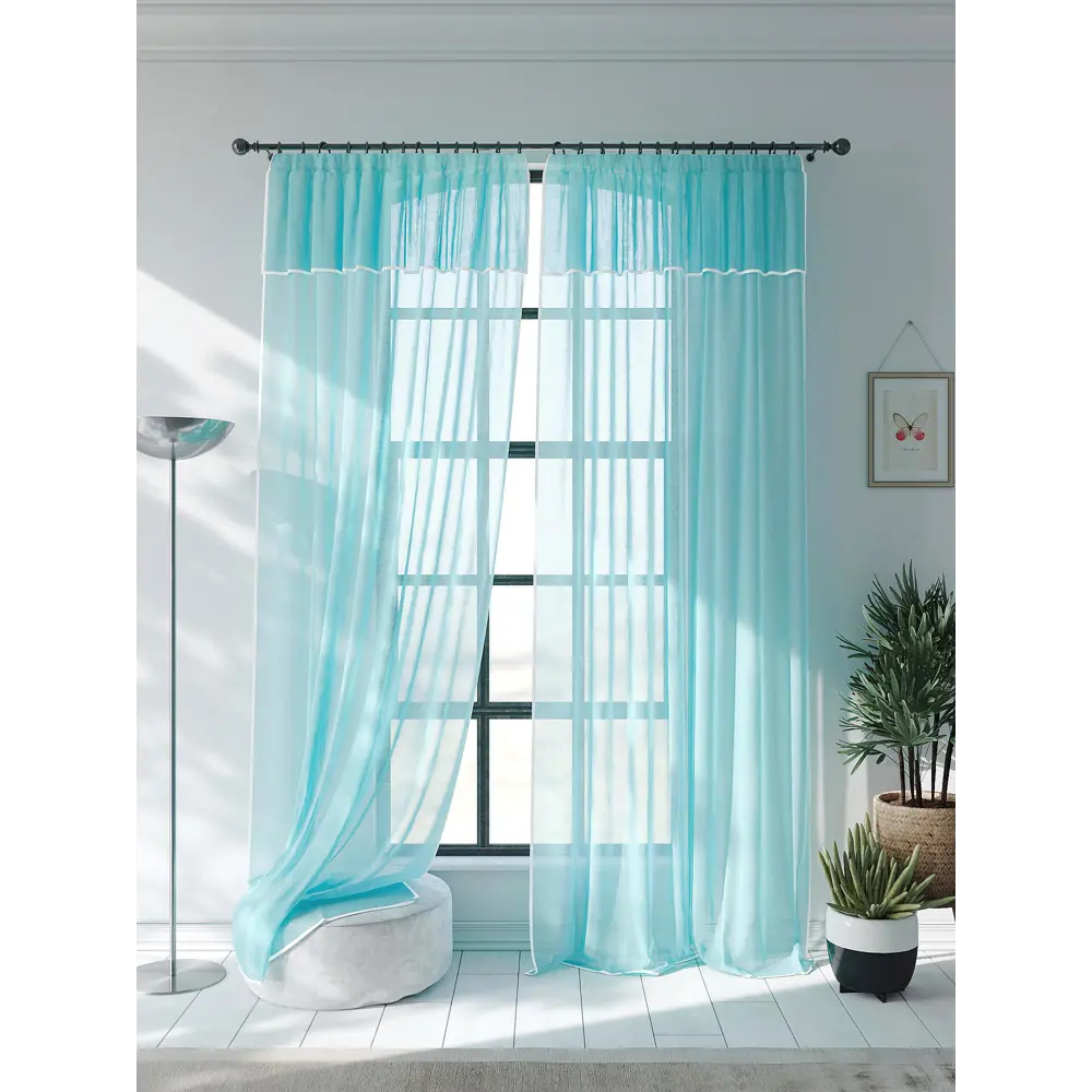Фото 4 Тюль на шторной ленте At Home Малоур 200x250 см цвет тиффани Фото 4 Тюль на шторной ленте At Home Малоур 200x250 см цвет тиффани