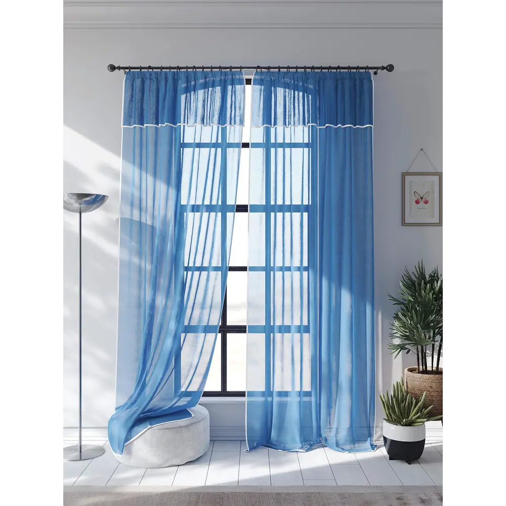 Фото 4 Тюль на шторной ленте At Home Малоур 200x250 см цвет синий Фото 4 Тюль на шторной ленте At Home Малоур 200x250 см цвет синий
