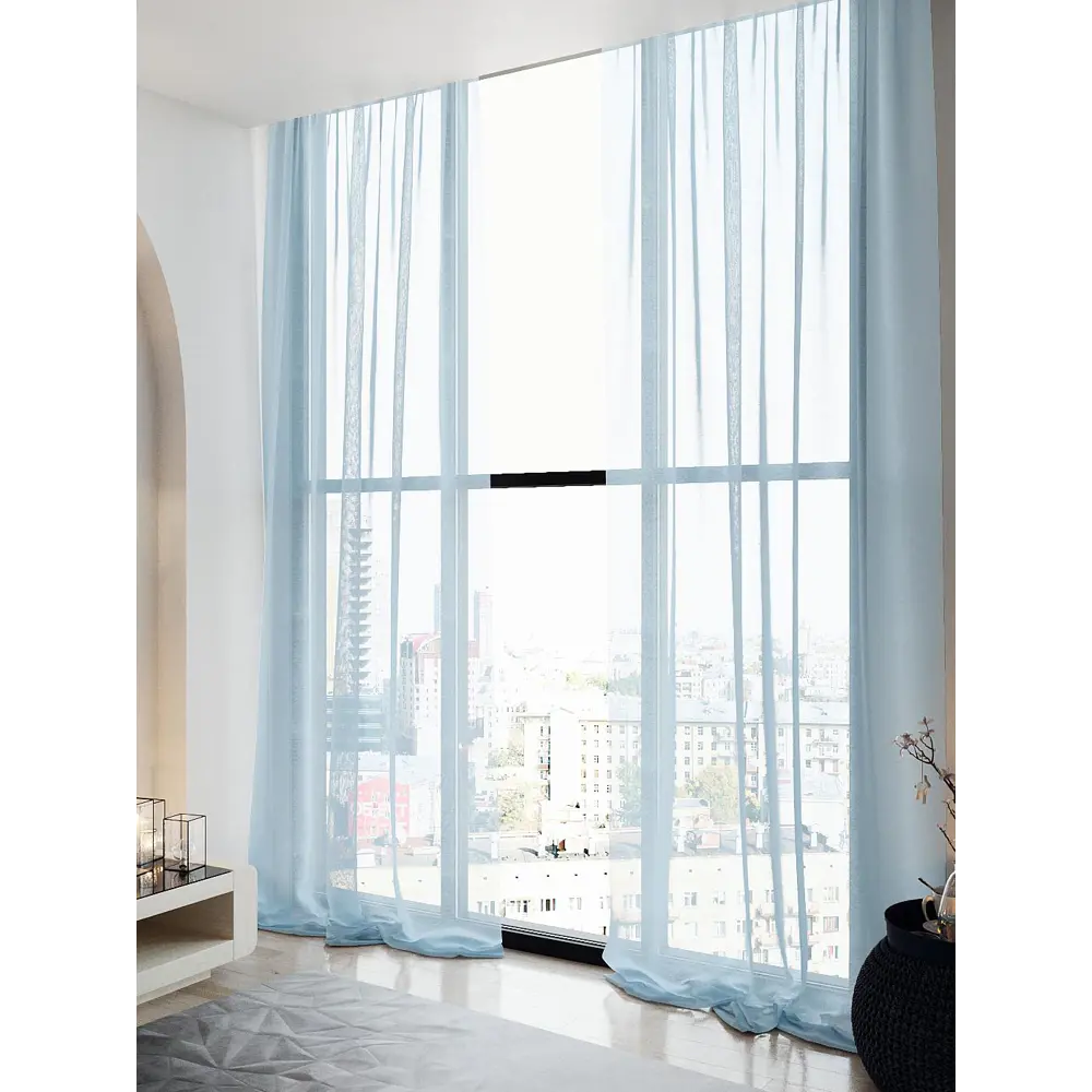 Фото 2 Тюль на шторной ленте At Home Алвис 150x250 см цвет голубой