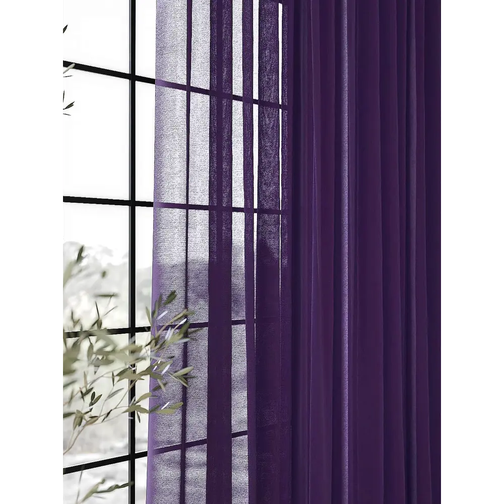 Фото 5 Тюль на шторной ленте At Home Алвис 150x250 см цвет фиолетовый
