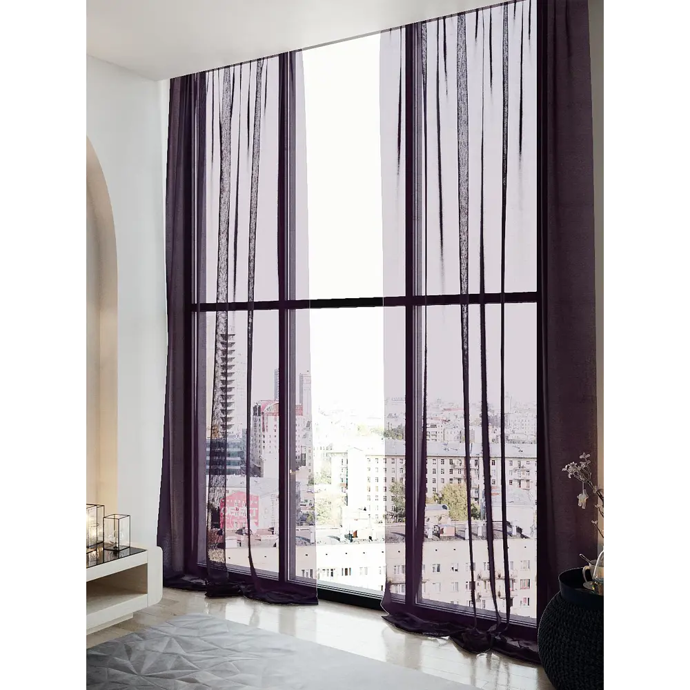 Фото 2 Тюль на шторной ленте At Home Алвис 150x250 см цвет фиолетовый