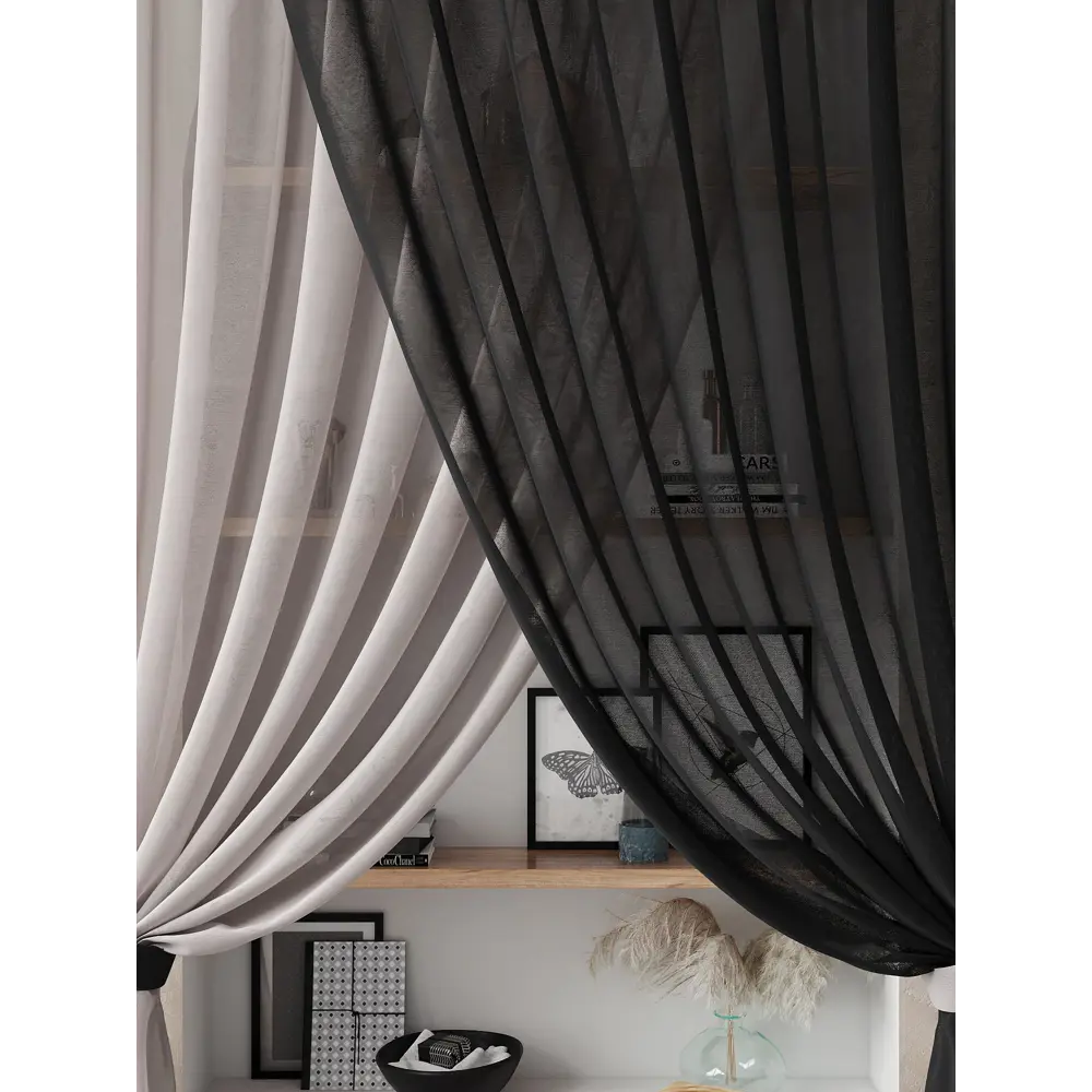 Фото 4 Тюль на шторной ленте At Home Нариа 300x260 см цвет серо-черный Фото 4 Тюль на шторной ленте At Home Нариа 300x260 см цвет серо-черный
