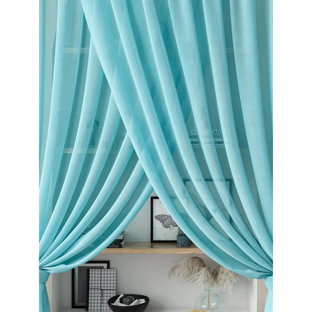 Фото 3 Тюль на шторной ленте At Home Нариа 300x290 см цвет тиффани Фото 3 Тюль на шторной ленте At Home Нариа 300x290 см цвет тиффани