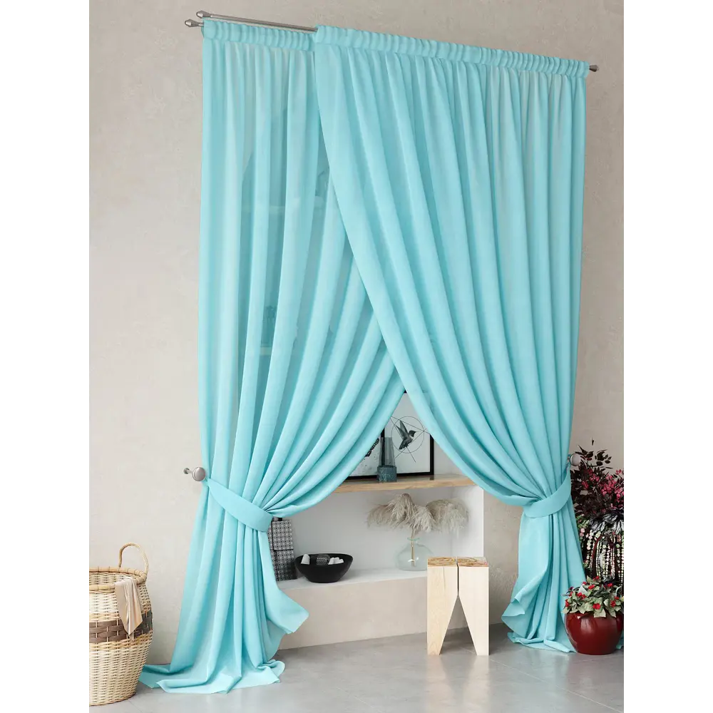 Фото 5 Тюль на шторной ленте At Home Нариа 300x290 см цвет тиффани Фото 5 Тюль на шторной ленте At Home Нариа 300x290 см цвет тиффани