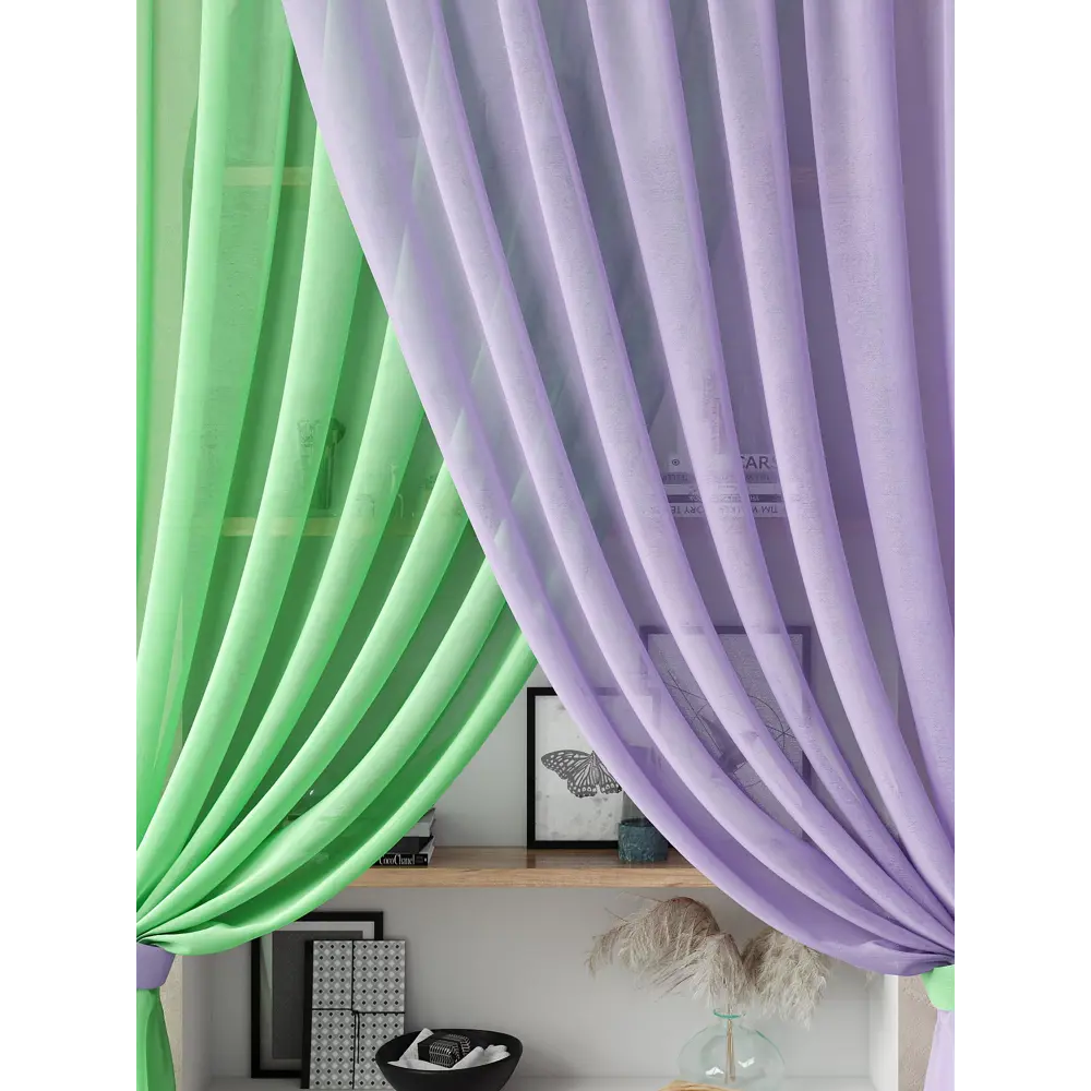 Фото 4 Тюль на шторной ленте At Home Нариа AT207261 300x290 см цвет сиреневый, зеленый Фото 4 Тюль на шторной ленте At Home Нариа AT207261 300x290 см цвет сиреневый, зеленый