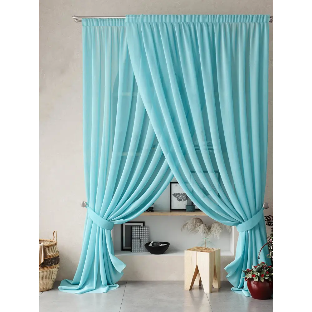 Фото 6 Тюль на шторной ленте At Home Нариа 300x280 см цвет тиффани Фото 6 Тюль на шторной ленте At Home Нариа 300x280 см цвет тиффани