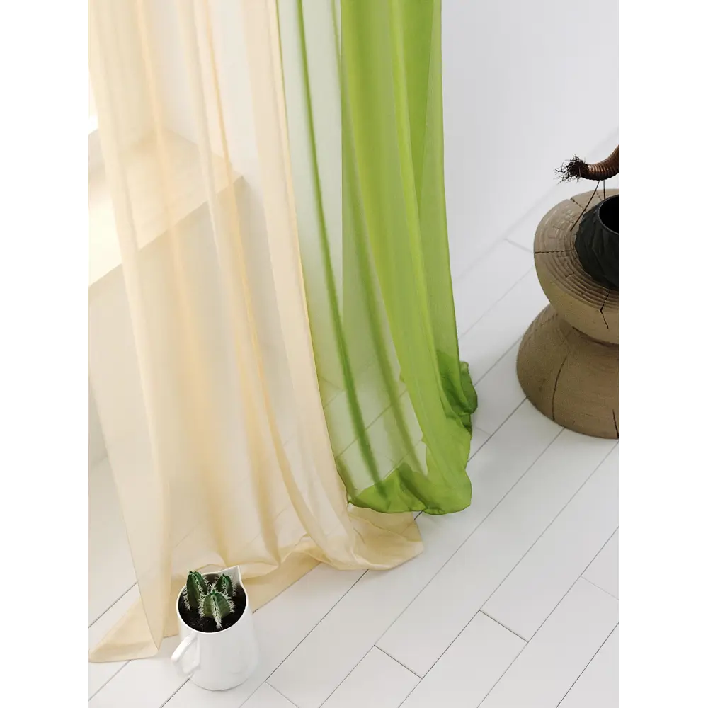 Фото 4 Тюль на шторной ленте At Home Хлои 200x290 см цвет бежево-салатовый Фото 4 Тюль на шторной ленте At Home Хлои 200x290 см цвет бежево-салатовый
