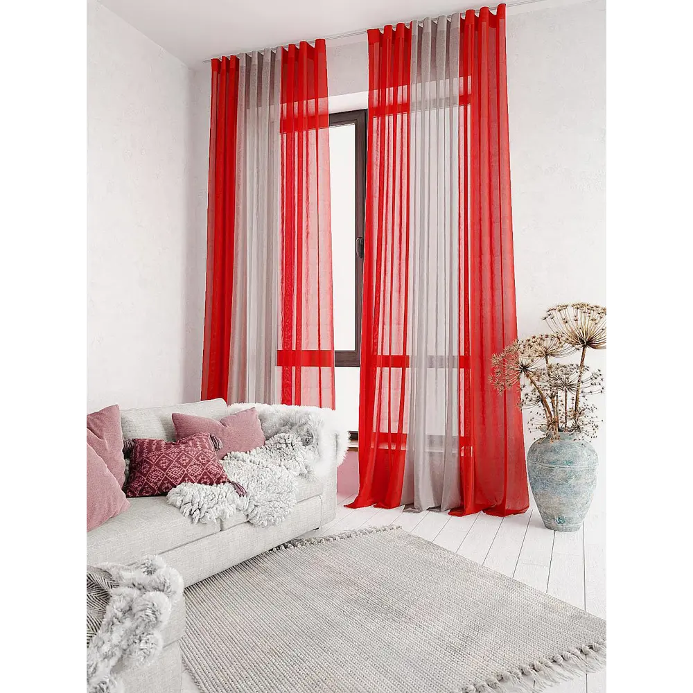 Фото 2 Тюль на шторной ленте At Home Лаури 300x270 см цвет красно-серый Фото 2 Тюль на шторной ленте At Home Лаури 300x270 см цвет красно-серый