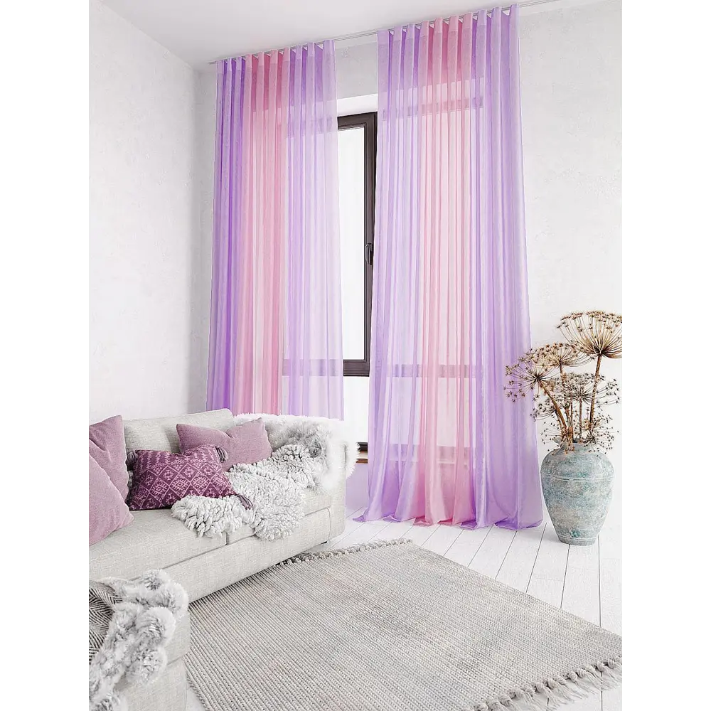 Фото 2 Тюль на шторной ленте At Home Лаури 300x270 см цвет сиренево-розовый Фото 2 Тюль на шторной ленте At Home Лаури 300x270 см цвет сиренево-розовый