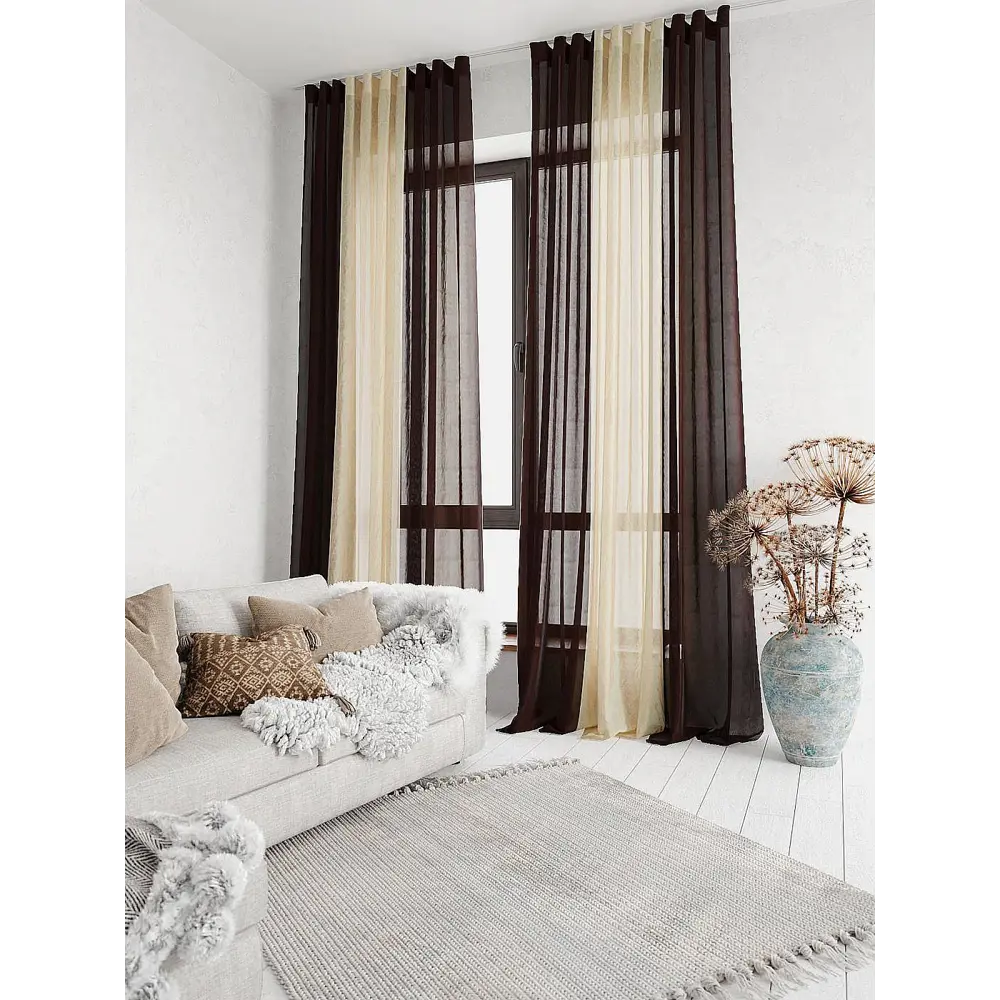 Фото 2 Тюль на шторной ленте At Home Лаури 300x270 см цвет бежево-коричневый Фото 2 Тюль на шторной ленте At Home Лаури 300x270 см цвет бежево-коричневый