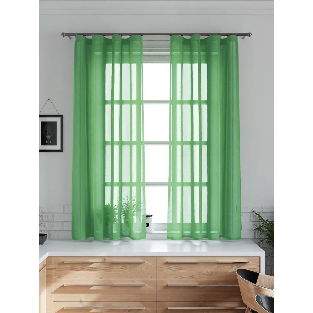 Фото 3 Тюль на шторной ленте At Home Юнис 145x160 см цвет зеленый Фото 3 Тюль на шторной ленте At Home Юнис 145x160 см цвет зеленый