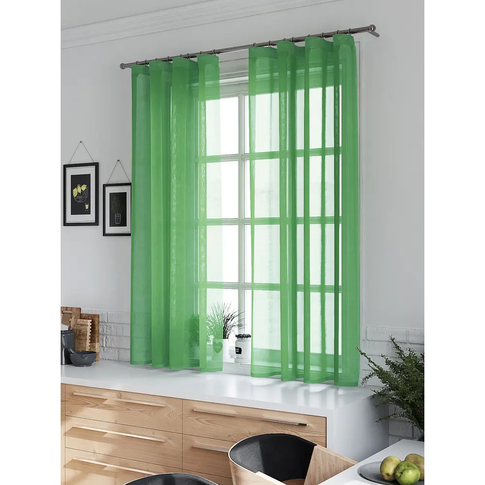Фото 2 Тюль на шторной ленте At Home Юнис 145x160 см цвет зеленый Фото 2 Тюль на шторной ленте At Home Юнис 145x160 см цвет зеленый