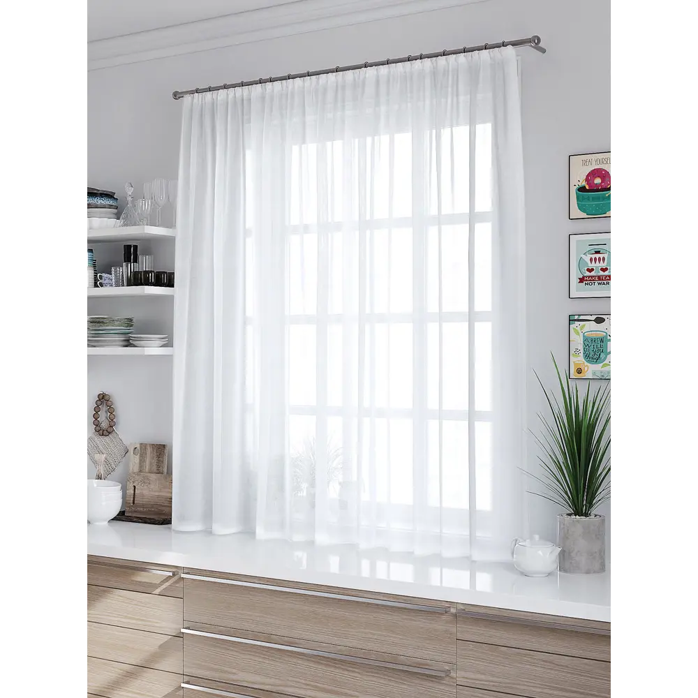 Фото 4 Тюль на шторной ленте At Home Таюс 300x160 см цвет белый Фото 4 Тюль на шторной ленте At Home Таюс 300x160 см цвет белый