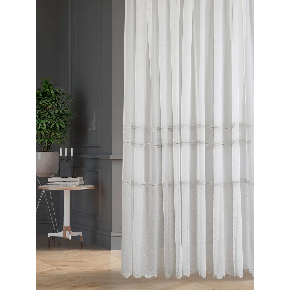 Фото 3 Тюль на шторной ленте At Home Алим-2 300x270 см цвет белый Фото 3 Тюль на шторной ленте At Home Алим-2 300x270 см цвет белый