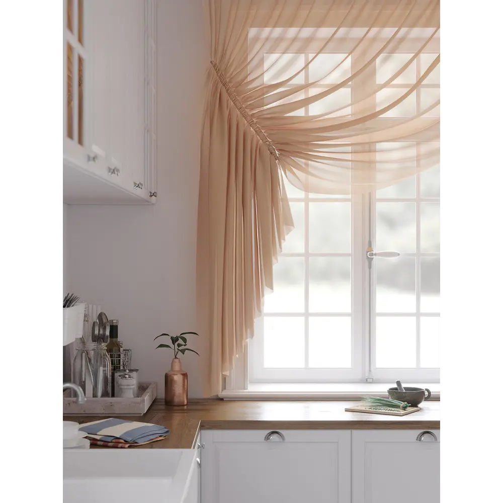 Фото 3 Тюль на шторной ленте At Home Тициния 300x180 см цвет бежевый Фото 3 Тюль на шторной ленте At Home Тициния 300x180 см цвет бежевый