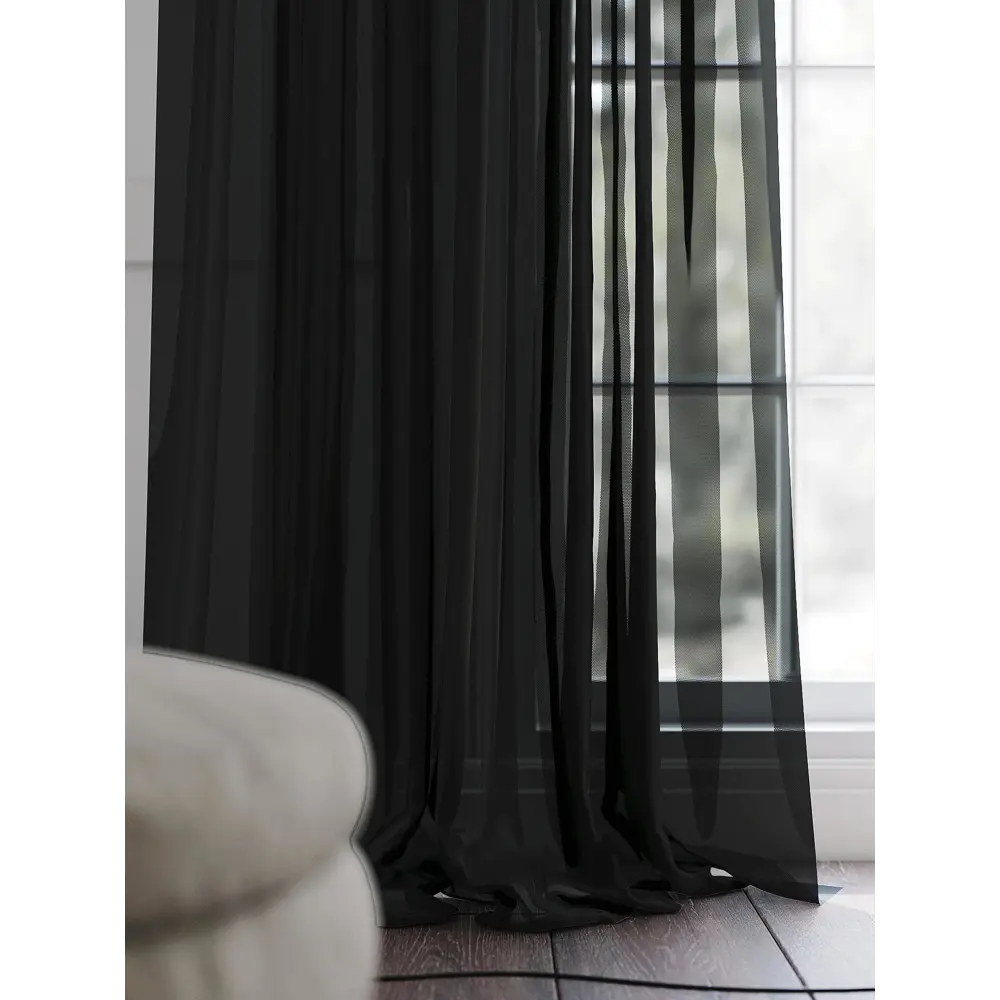 Фото 3 Тюль на шторной ленте At Home Моноур 150x240 см цвет черный