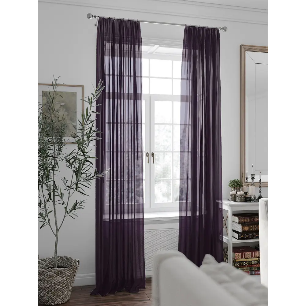 Фото 2 Тюль на шторной ленте At Home Офио 200x240 см цвет фиолетовый Фото 2 Тюль на шторной ленте At Home Офио 200x240 см цвет фиолетовый