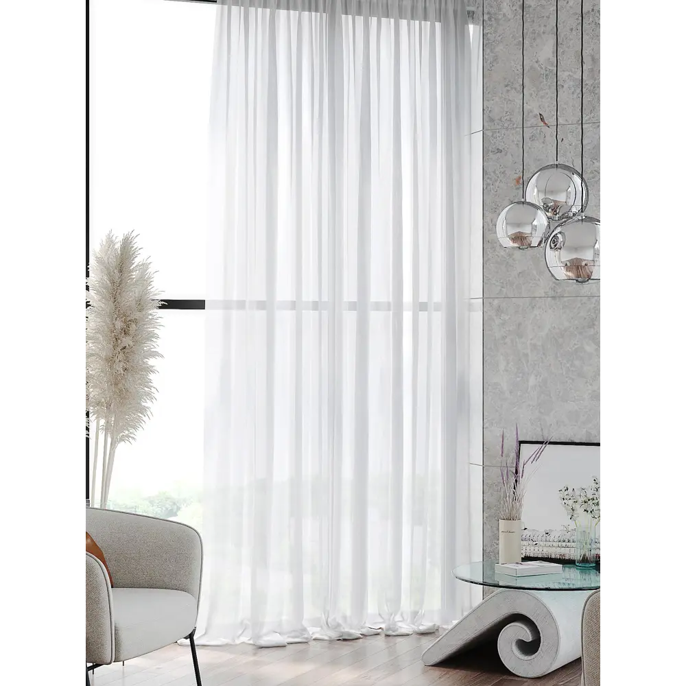 Фото 2 Тюль на шторной ленте At Home Кейта 300x240 см цвет белый Фото 2 Тюль на шторной ленте At Home Кейта 300x240 см цвет белый